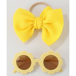 Babyhug Free Size Bow Headband with Sunglasses - Black