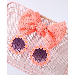 Babyhug Free Size Bow Headband & Sunglasses with Flowers - Pink