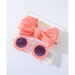 Babyhug Free Size Bow Headband & Sunglasses with Flowers - Pink
