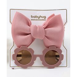 Babyhug Free Size Bow Headband with Sunglasses - Pink