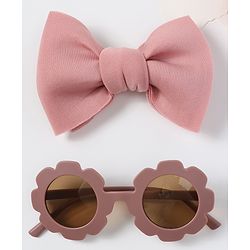 Babyhug Free Size Bow Headband with Sunglasses - Pink