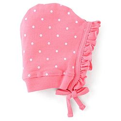 Babyhug 100% Cotton Tie-Knot Bonnet Bonnet Caps Floral & Polka Dots Print Pack of 2 - Pink & White