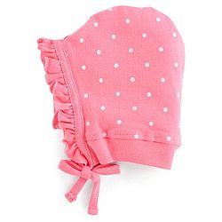 Babyhug 100% Cotton Tie-Knot Bonnet Bonnet Caps Floral & Polka Dots Print Pack of 2 - Pink & White