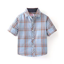 Babyhug Woven Full Sleeves Shirt Checkered with Bow - Blue