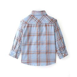 Babyhug Woven Full Sleeves Shirt Checkered with Bow - Blue
