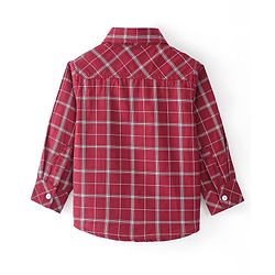 Babyhug Cotton Woven Full Sleeves Shirt Checkered with Bow - Maroon