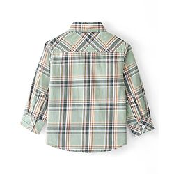 Babyhug Cotton Woven Full Sleeves Shirt Checkered with Bow - Green
