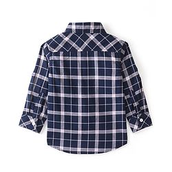 Babyhug 100% Cotton Knit Full Sleeves Shirt Checkered - Navy Blue