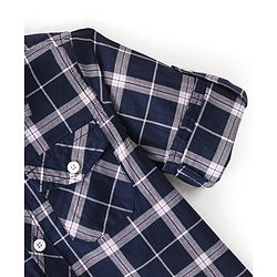 Babyhug 100% Cotton Knit Full Sleeves Shirt Checkered - Navy Blue