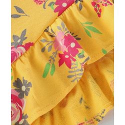 Babyhug 100% Cotton Full Sleeves Winter Top Floral Print & Frill Detailing - Yellow
