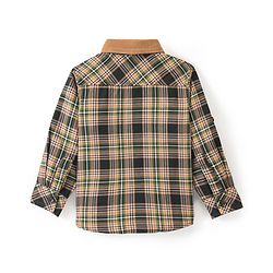 Babyhug 100% Cotton Knit Full Sleeve Shirt With Front Pockets Checkered - Blue & Green
