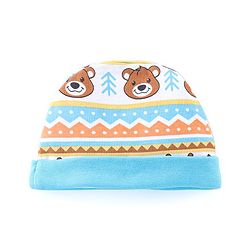 Babyhug 100% Cotton Knit Cap Mittens & Booties Set Teddy Print - Blue