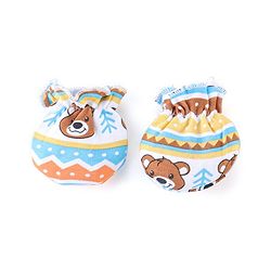 Babyhug 100% Cotton Knit Cap Mittens & Booties Set Teddy Print - Blue