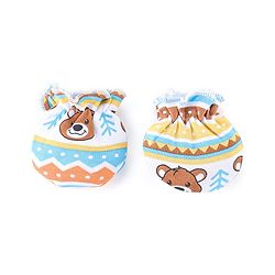 Babyhug 100% Cotton Knit Cap Mittens & Booties Set Teddy Print - Blue