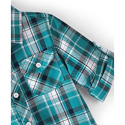 Babyhug 100% Cotton Woven Full Sleeve Shirt Checkered - Blue & Green