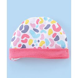 Babyhug 100% Cotton Knit Cap Mittens & Booties Set Abstract Print - Pink