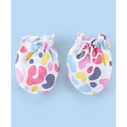 Babyhug 100% Cotton Knit Cap Mittens & Booties Set Abstract Print - Pink