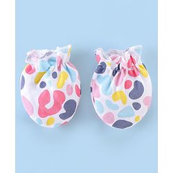 Babyhug 100% Cotton Knit Cap Mittens & Booties Set Abstract Print - Pink