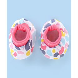Babyhug 100% Cotton Knit Cap Mittens & Booties Set Abstract Print - Pink