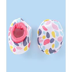 Babyhug 100% Cotton Knit Cap Mittens & Booties Set Abstract Print - Pink