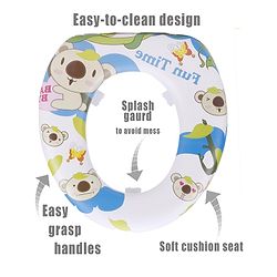 Babyhug Soft Cushioned Baby Potty Seat Fun Time Print - White Blue