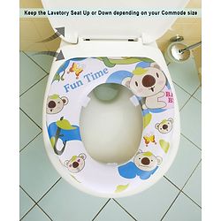 Babyhug Soft Cushioned Baby Potty Seat Fun Time Print - White Blue