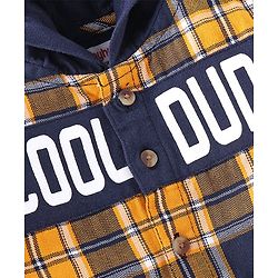 Babyhug Cotton Woven Full Sleeves Shirt Hooded with  Checks - Yellow