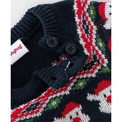 Babyhug Knitted Full Sleeves Sweater Set Christmas Theme Design - Navy Blue