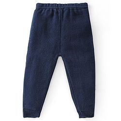 Babyhug Knitted Full Sleeves Sweater Set Deer Design - Navy Blue