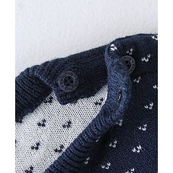 Babyhug Knitted Full Sleeves Sweater Set Deer Design - Navy Blue