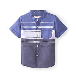 Babyhug 100% Cotton Knit Half Sleeve Shirt Striped - Blue