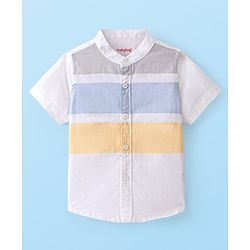 Babyhug 100% Cotton Knit Half Sleeve Shirt Striped - White