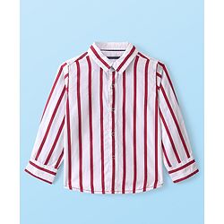 Babyhug 100% Cotton Knit Full Sleeve Reversible Shirt Striped - White