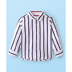 Babyhug 100% Cotton Knit Full Sleeve Reversible Shirt Striped - White