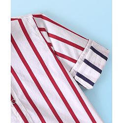 Babyhug 100% Cotton Knit Full Sleeve Reversible Shirt Striped - White