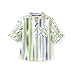 Babyhug Cotton Woven Full Sleeves Shirt Striped - Green