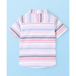Babyhug Cotton Woven Half Sleeves Shirt Striped - White & Pink