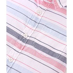 Babyhug Cotton Woven Half Sleeves Shirt Striped - White & Pink