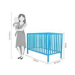 Babyhug Visby Wooden Cot - 3 Level Height Adjustment | Plug & Play Assembly | New Zealand Pine Wood | Parent Bed Attachment | Crib | Day Bed | Toddler Bed - Blue