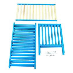 Babyhug Visby Wooden Cot - 3 Level Height Adjustment | Plug & Play Assembly | New Zealand Pine Wood | Parent Bed Attachment | Crib | Day Bed | Toddler Bed - Blue