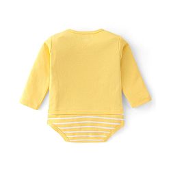 Babyhug 100% Cotton Knit Full Sleeves Onesie Truck Print - Yellow