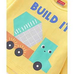 Babyhug 100% Cotton Knit Full Sleeves Onesie Truck Print - Yellow
