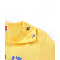 Babyhug 100% Cotton Knit Full Sleeves Onesie Truck Print - Yellow