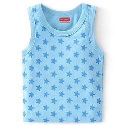 Babyhug 100% Cotton Knit Sleeveless Sando Stars Print Pack of 3 - Blue
