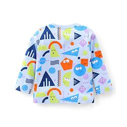 Babyhug Cotton Knit Full Sleeves Shapes Print Night Suit - Blue