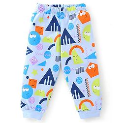 Babyhug Cotton Knit Full Sleeves Shapes Print Night Suit - Blue