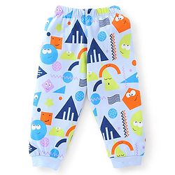 Babyhug Cotton Knit Full Sleeves Shapes Print Night Suit - Blue