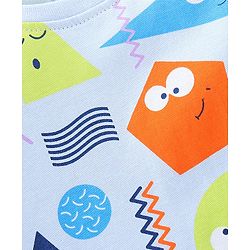 Babyhug Cotton Knit Full Sleeves Shapes Print Night Suit - Blue