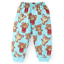 Babyhug Cotton Knit Full Sleeves Teddy Print Night Suit - Blue