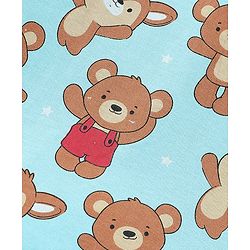 Babyhug Cotton Knit Full Sleeves Teddy Print Night Suit - Blue